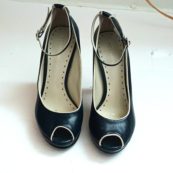 BCBGeneration Open Toe Heel Shoes 8.5 Blue 2-Tone Ankle Strap - Picture 2 of 9